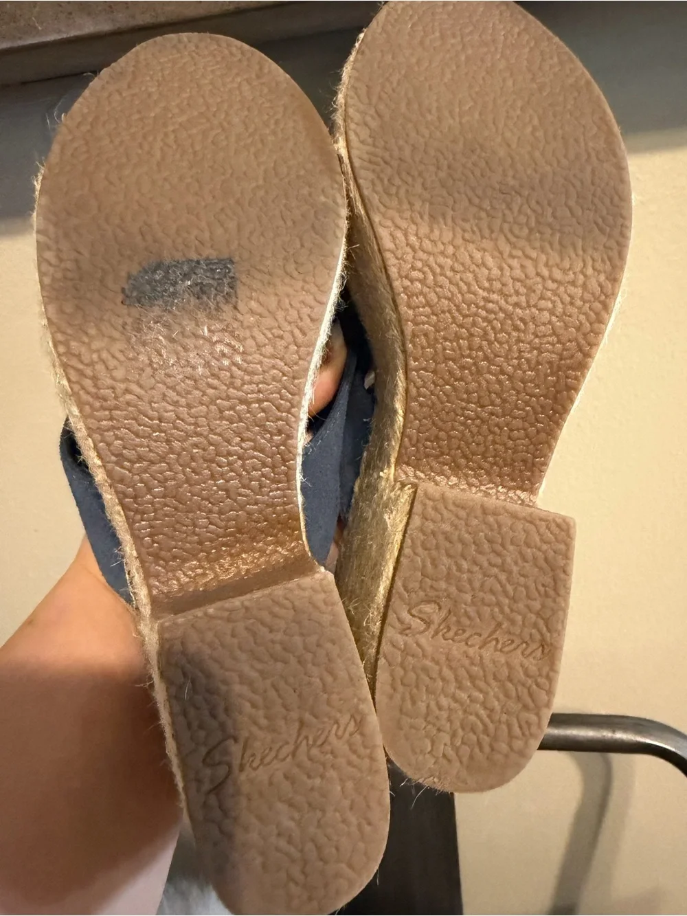 Skechers Navy Suede Espadrille Platform Sandals 5
